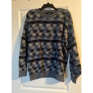 GUC Protege Collection Men's Crew Neck Sweater Patterned Blue Size XL